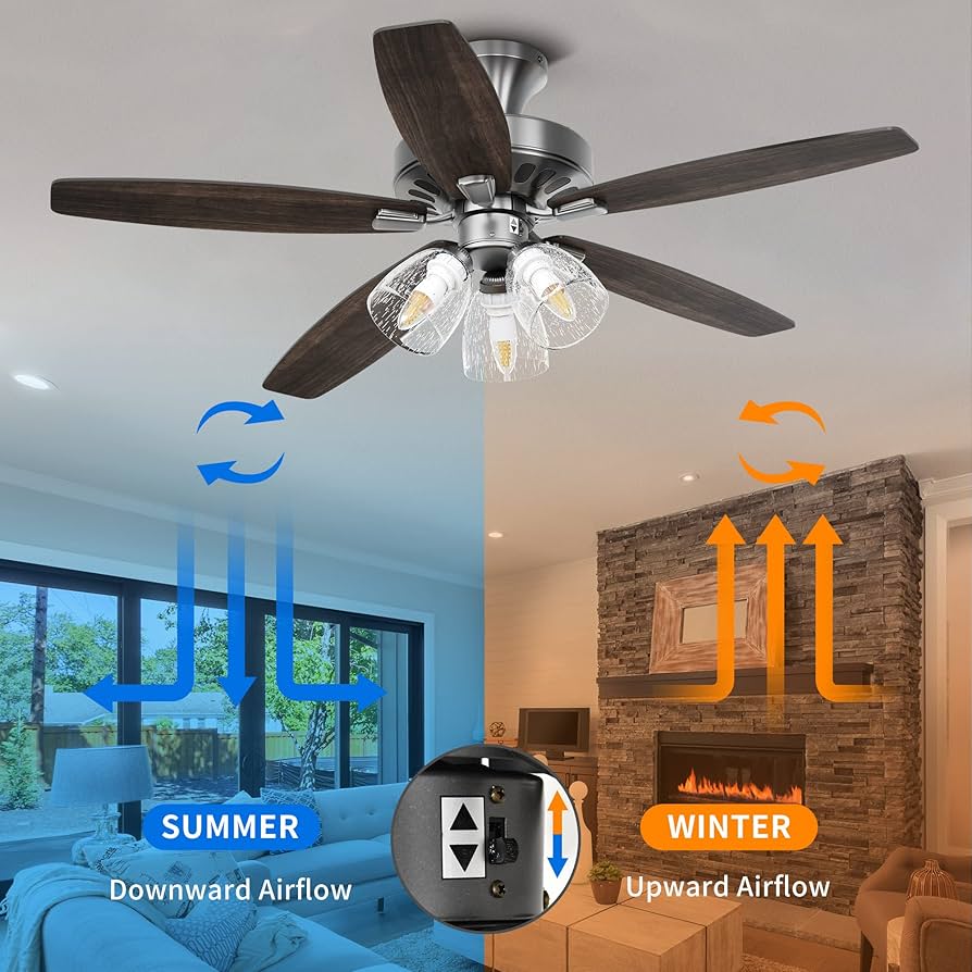 KI-no × TECH COUNTRY 別注 Shade & Amber YITAHOME Farmhouse Ceiling Fan with Light and Remote, 52